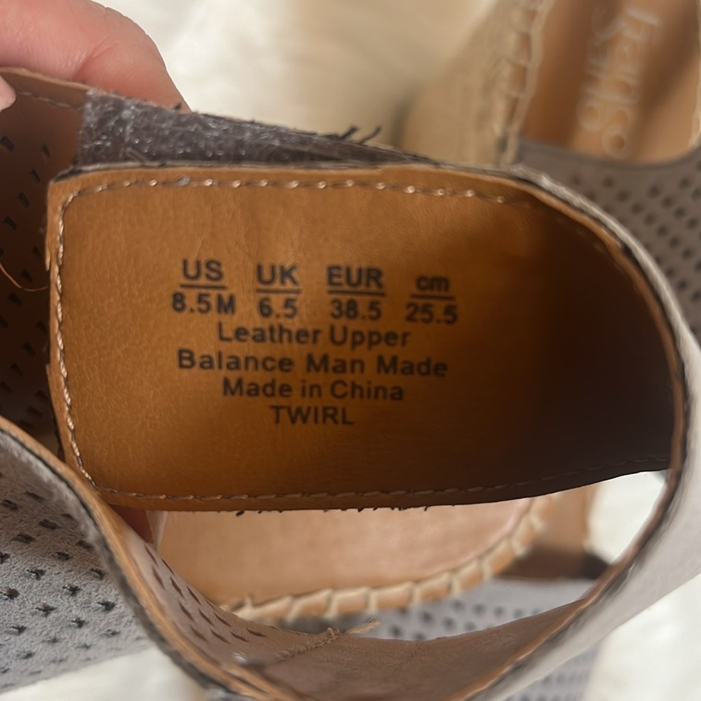 Franco Sarto Grey Wedge Open Toe Sandal - Picture 8 of 10